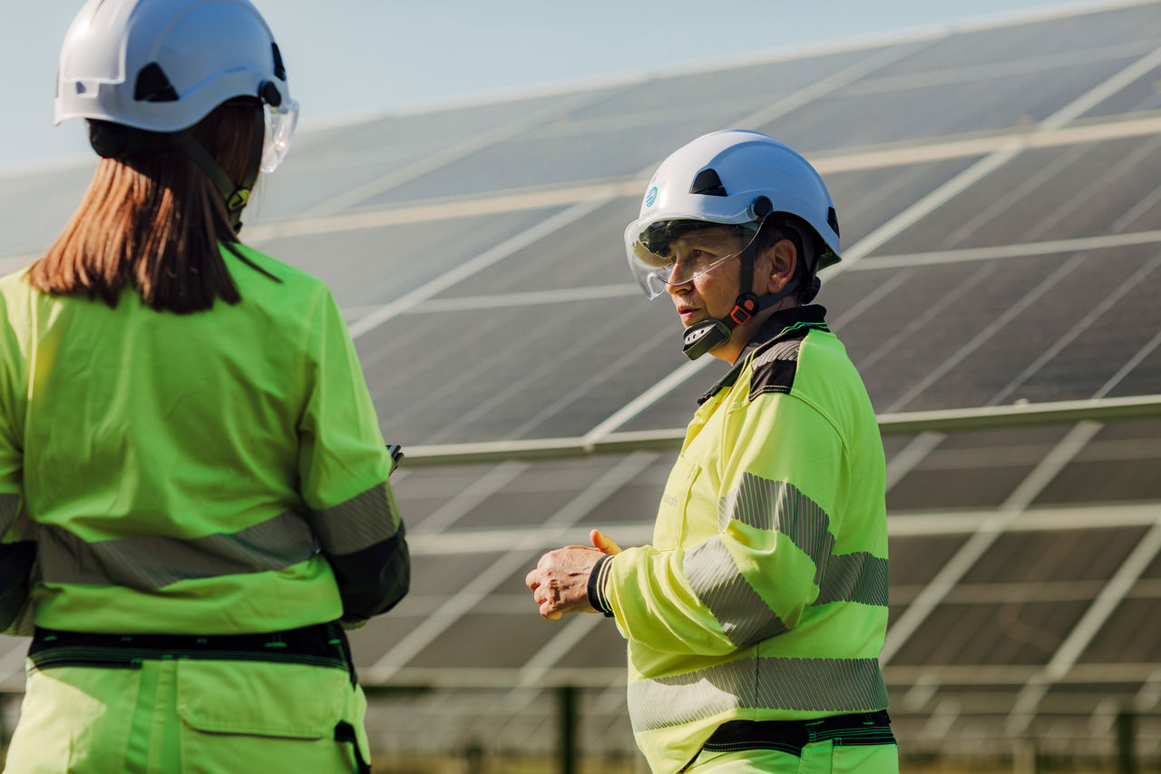 Lady at solar farm