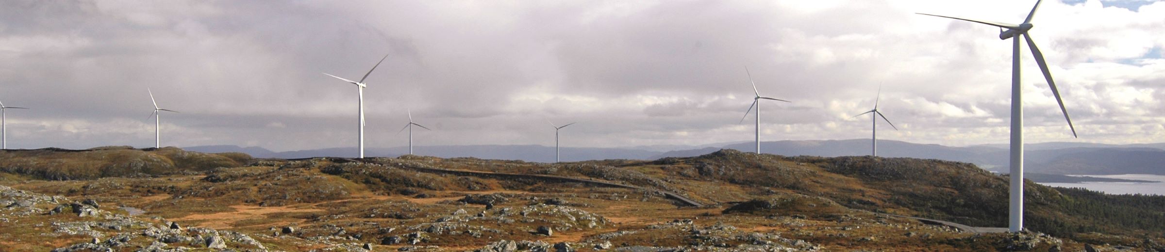 Wind turbines in a cloudy landscape