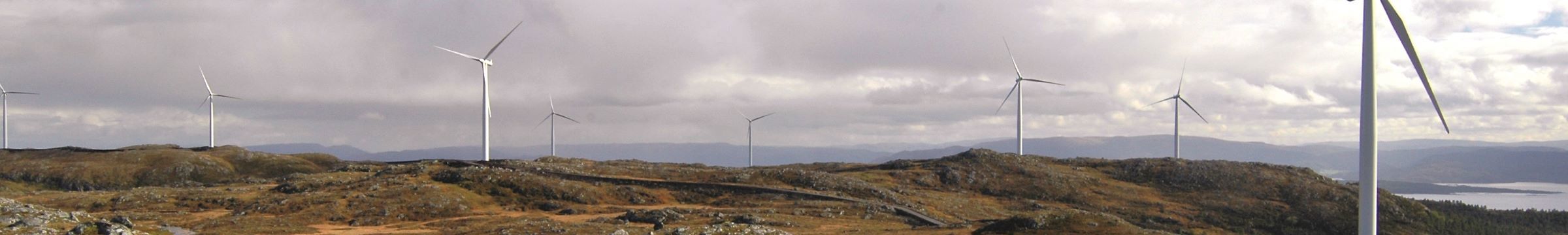 Wind turbines in a cloudy landscape