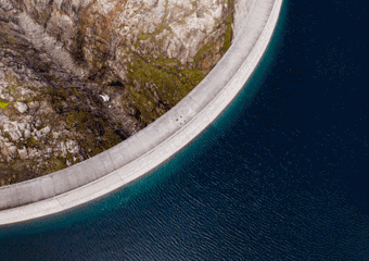 Dam and reservoir from above