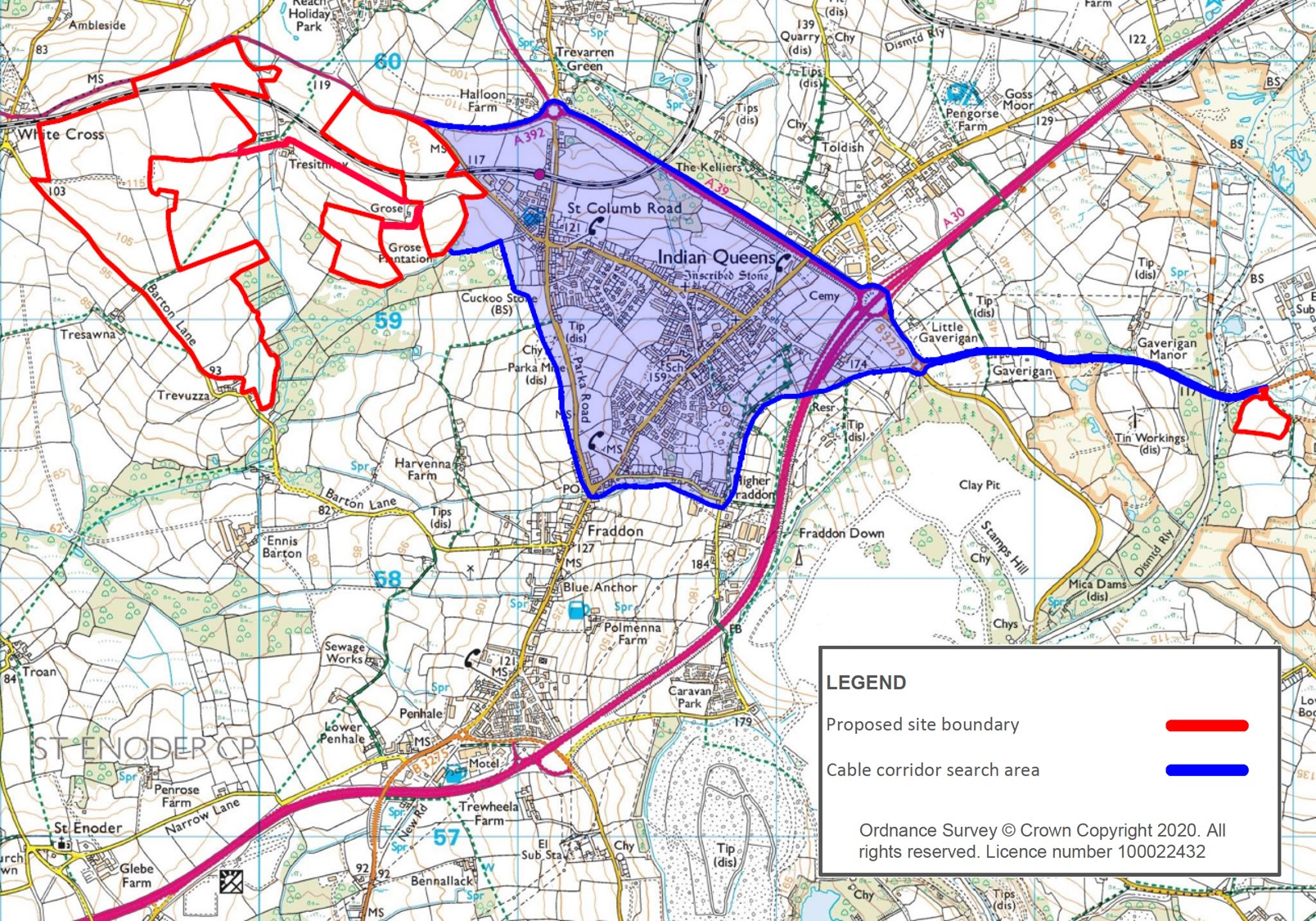 White Cross location map