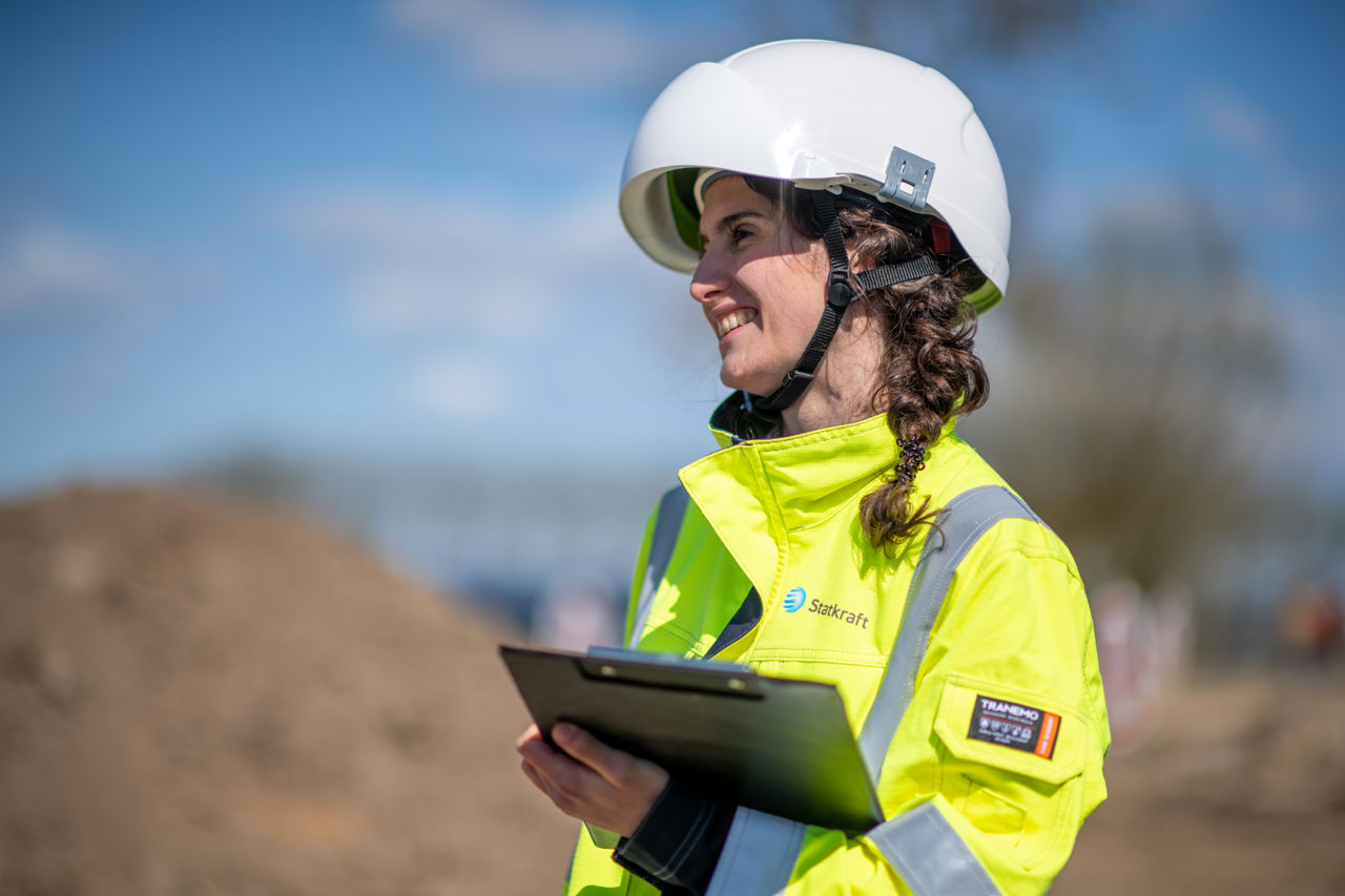 Lady at solar farm