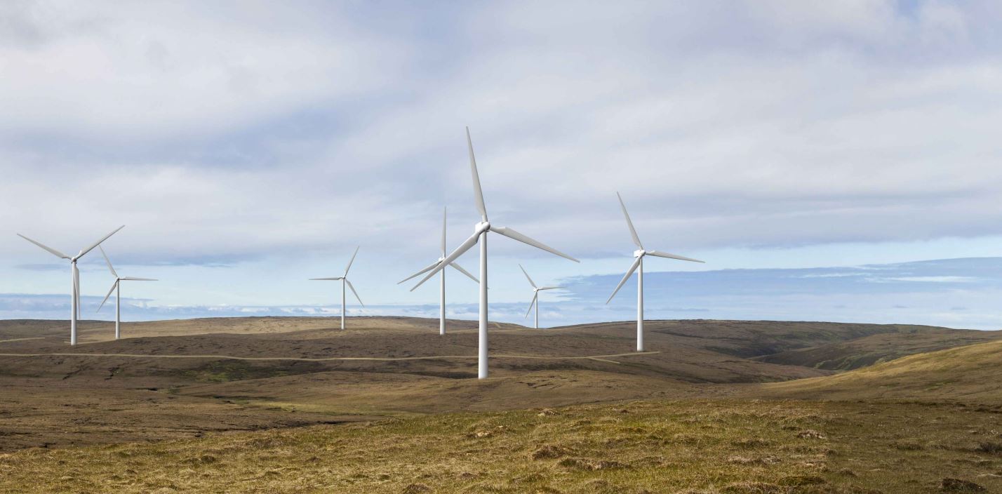 Visualisation of proposed turbines at Tittynans Hill Energy Isles Wind Farm