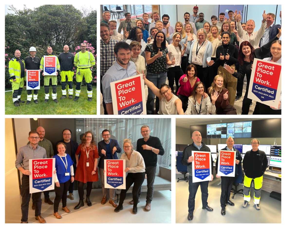 Statkraft staff hold Great Place to Work signs