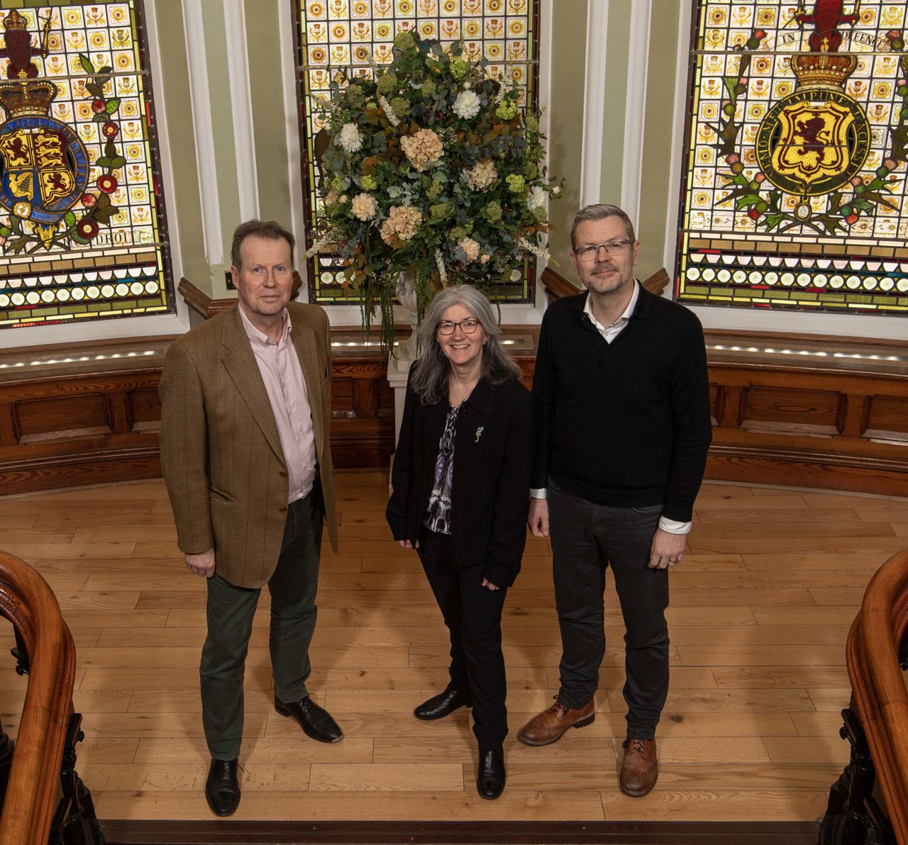 Photograph: (l to r) Donald Weir, Loch na Cathrach Project Director; Shona Clyne, Head of Economic Development, UHI; and Iain Robertson, Head of Statkraft, Scotland at Inverness Townhouse. 