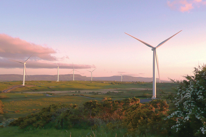 Wind farm in sunset